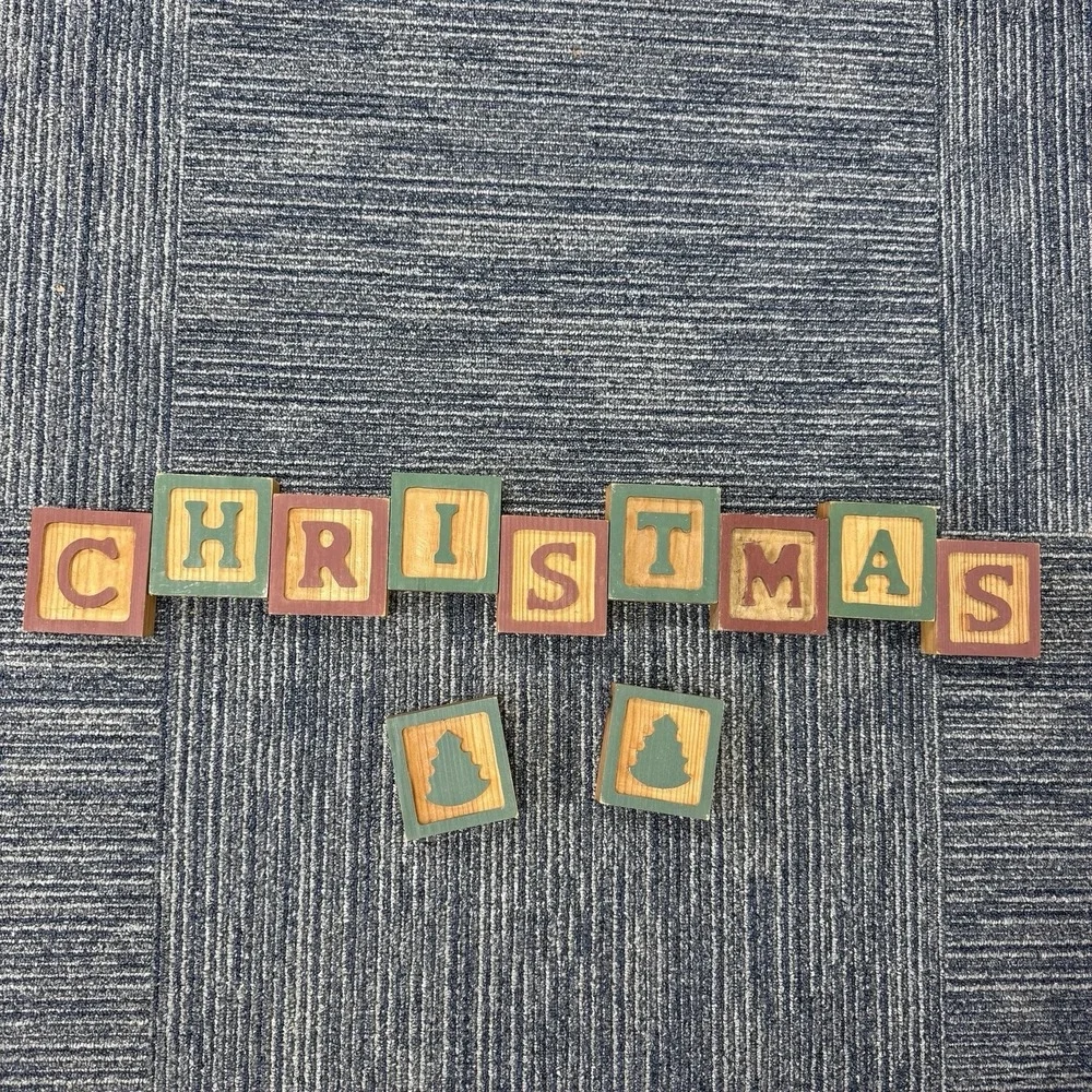 Wood Blocks Spell Out Christmas 3